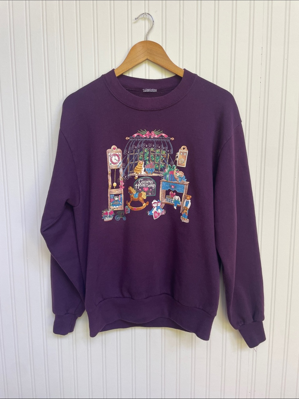 Vintage Purple 90’s Grannycore Cottagecore Cotton Crewneck Graphic Sweatshirt